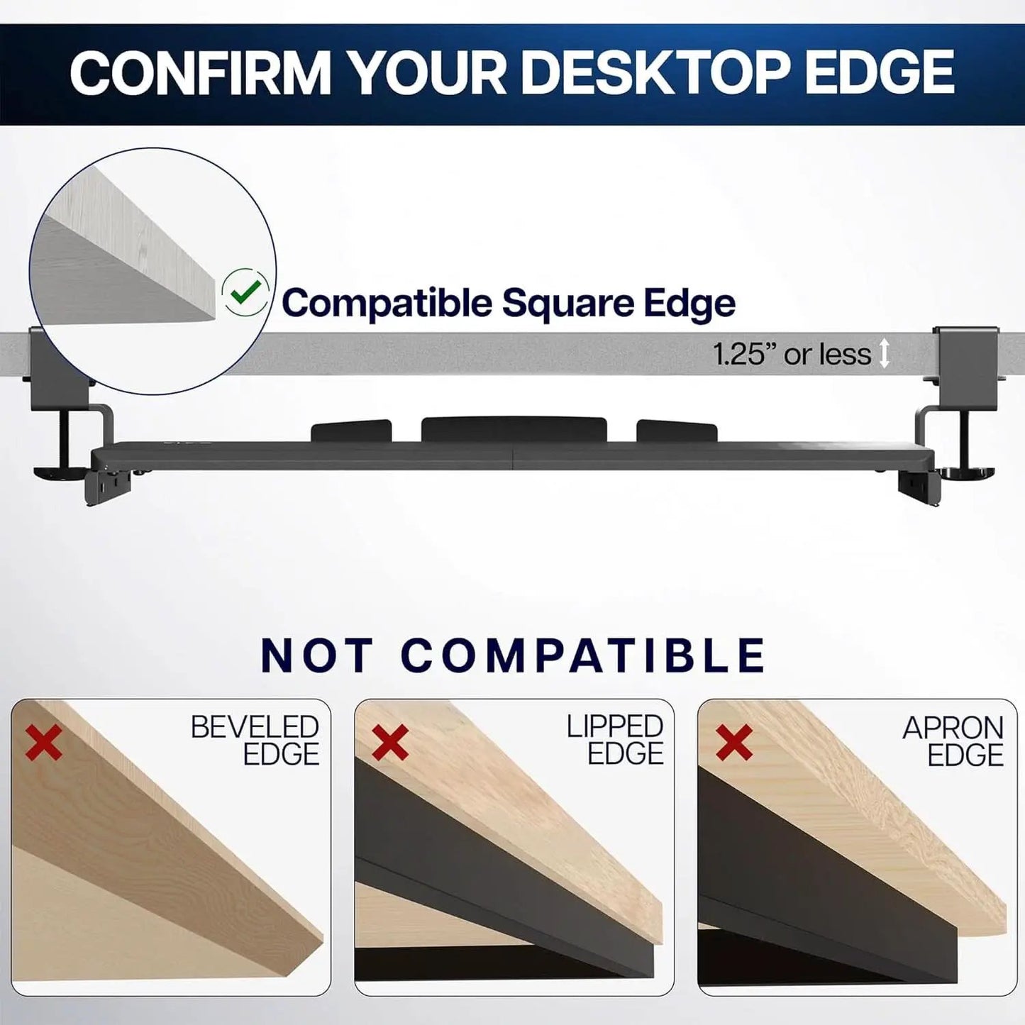 Under Desk Keyboard Tray 27x11 Inch C Clamp Mount Black from PriceLows™