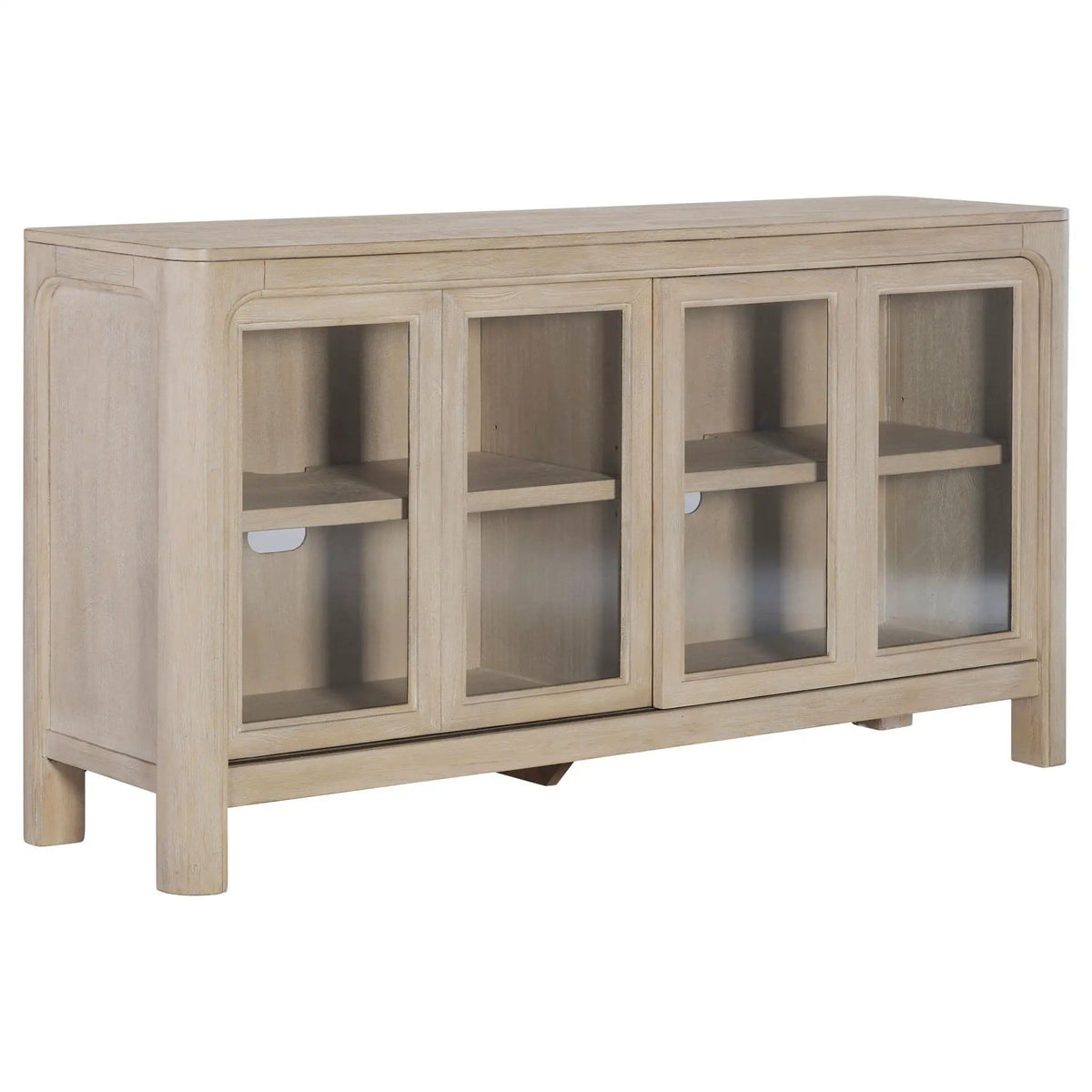 Solano Sliding Door Dining Sideboard Server Weathered Mango | 64 x 18 x 34.75 in | Engineered Wood & Glass | Dining Room