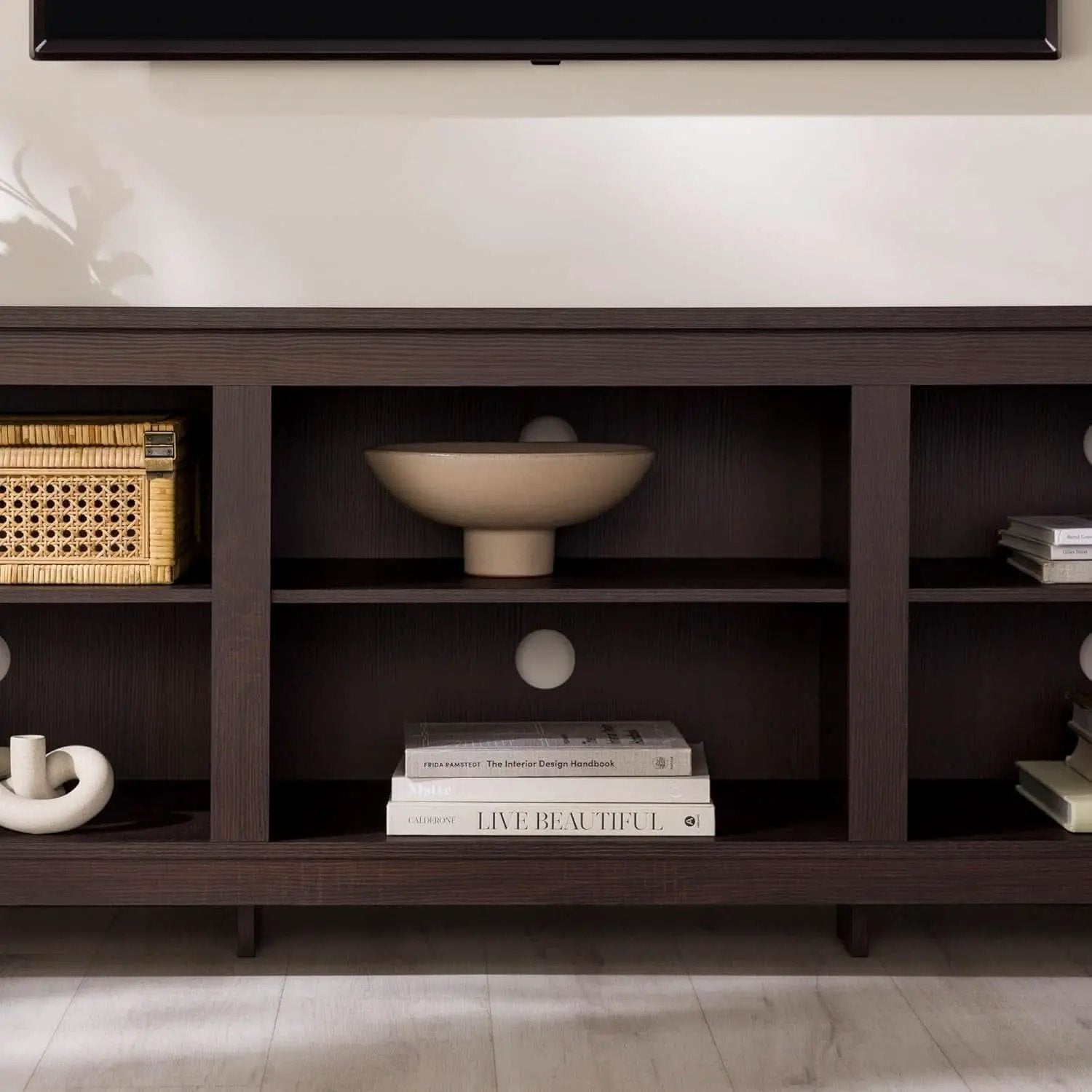 70 Inch TV Stand Espresso Finish With Adjustable Shelves from PriceLows™