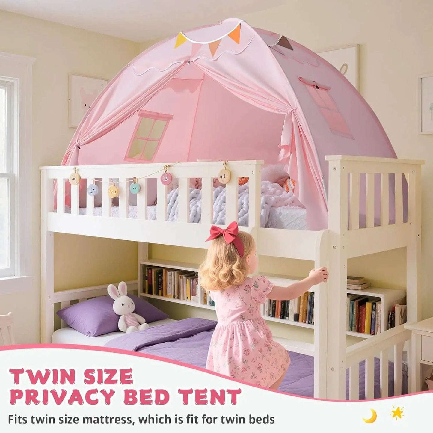 Toddler Bed Tent Canopy Portable Pink Night Light Pro from PriceLows™