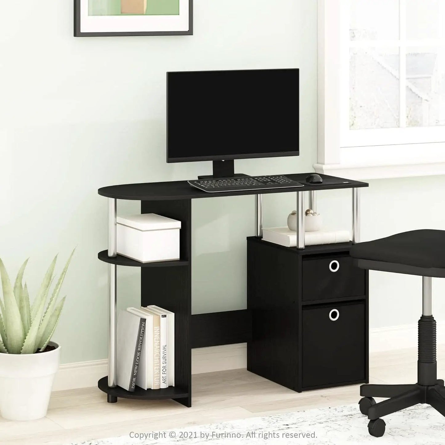 Jaya Computer Study Desk With Storage Americano Chrome from PriceLows™