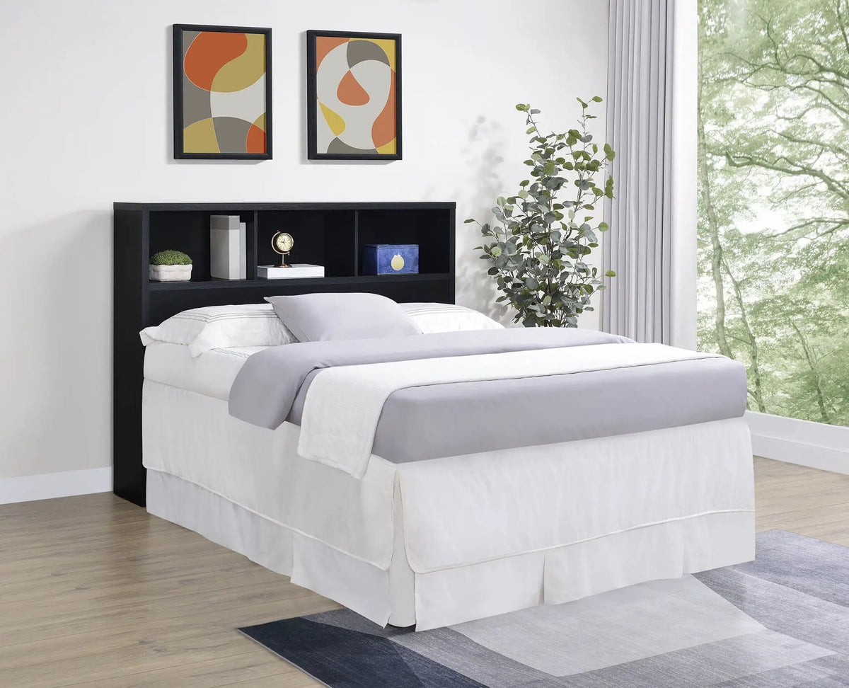 Westpark 49-inch Queen Bookcase Headboard | 59.75 x 11.5 x 48.5 in | Engineered Wood & Veneer | Black