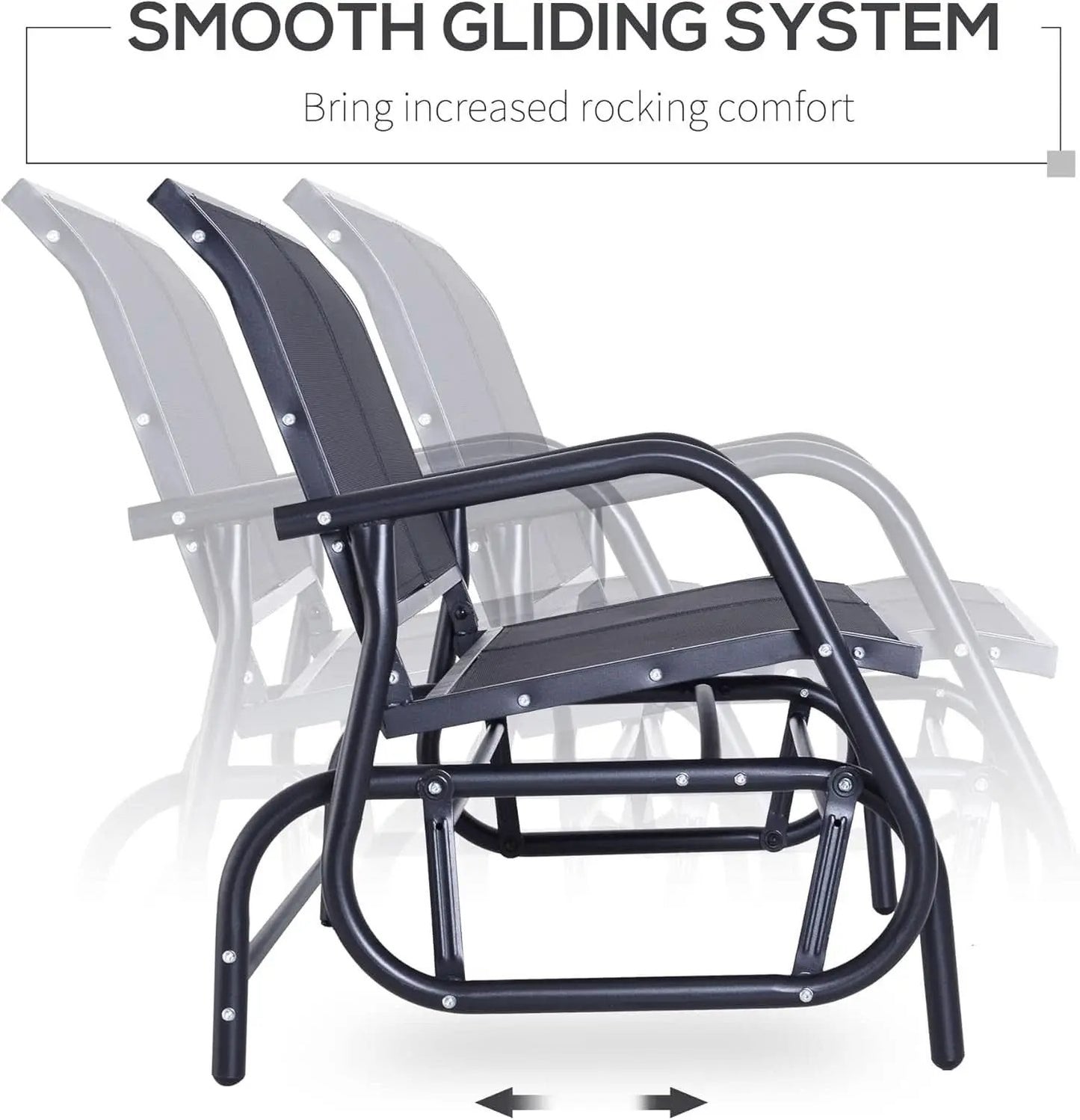 Two Person Outdoor Glider Bench with Steel Frame from PriceLows™