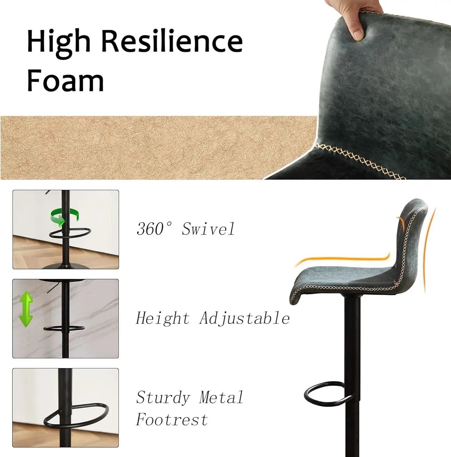 Teal Bar Stools Set Of 3 Adjustable Height 24 To 32 Inches from PriceLows™