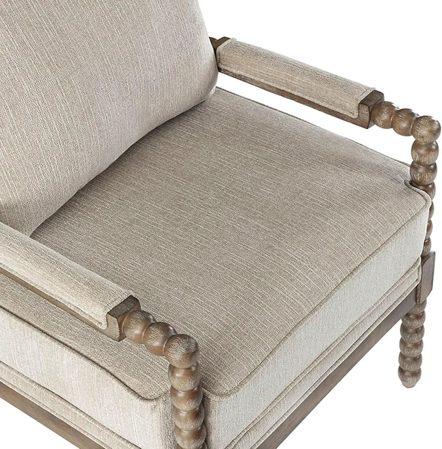 Linen Spindle Accent Chairs Set Of 2 Cushioned Armrests from PriceLows™