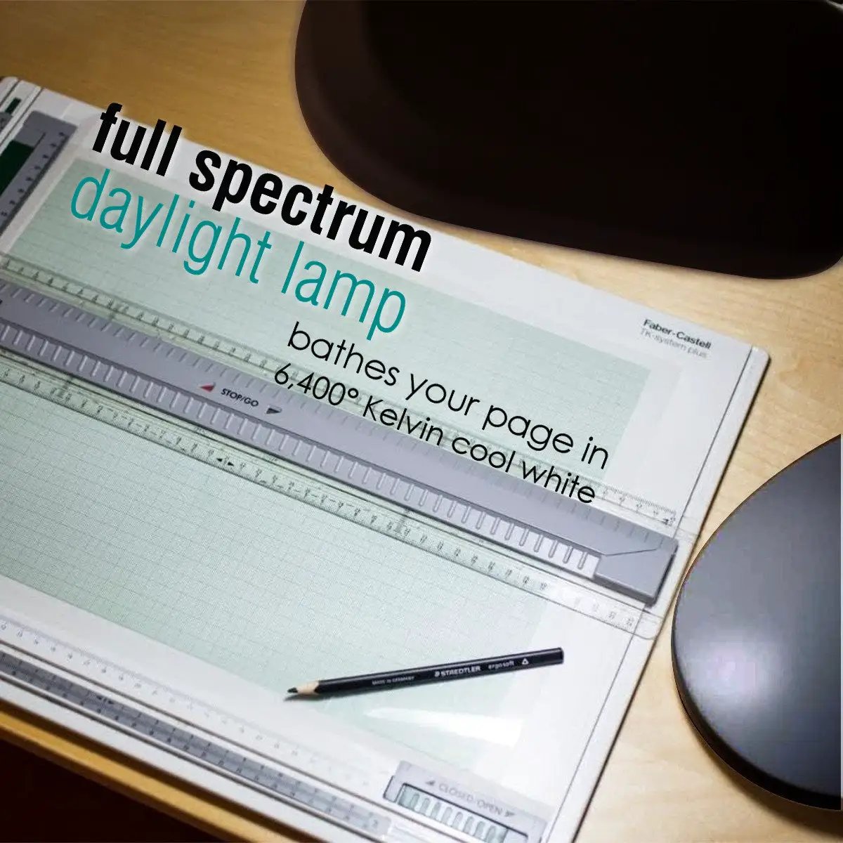 Desk Lamp | Full Spectrum Led Reading | 26 Inch Height | Black