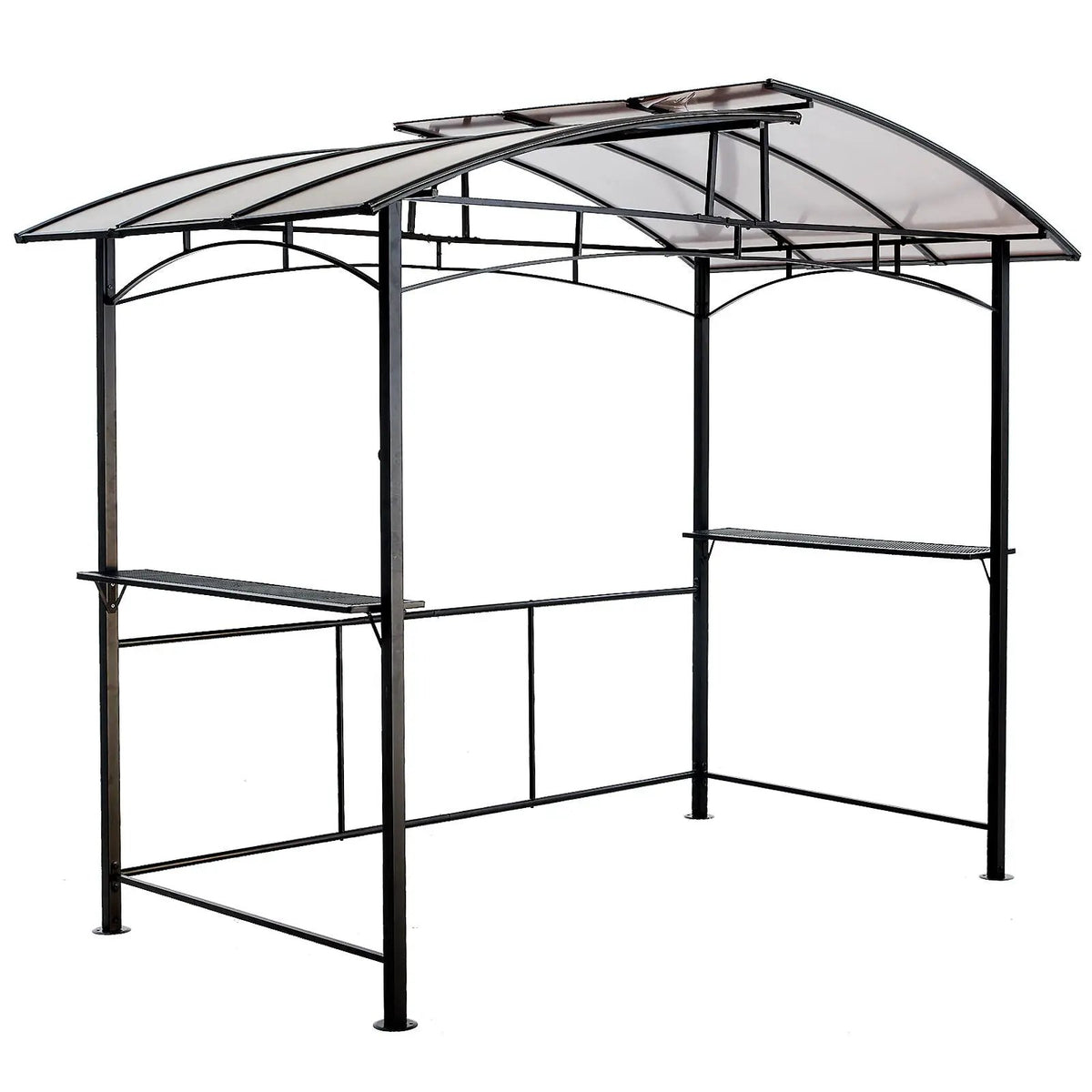 Grill Gazebo 8x5 Ft | Outdoor Patio Canopy | Steel Hardtop | Side Shelves Black