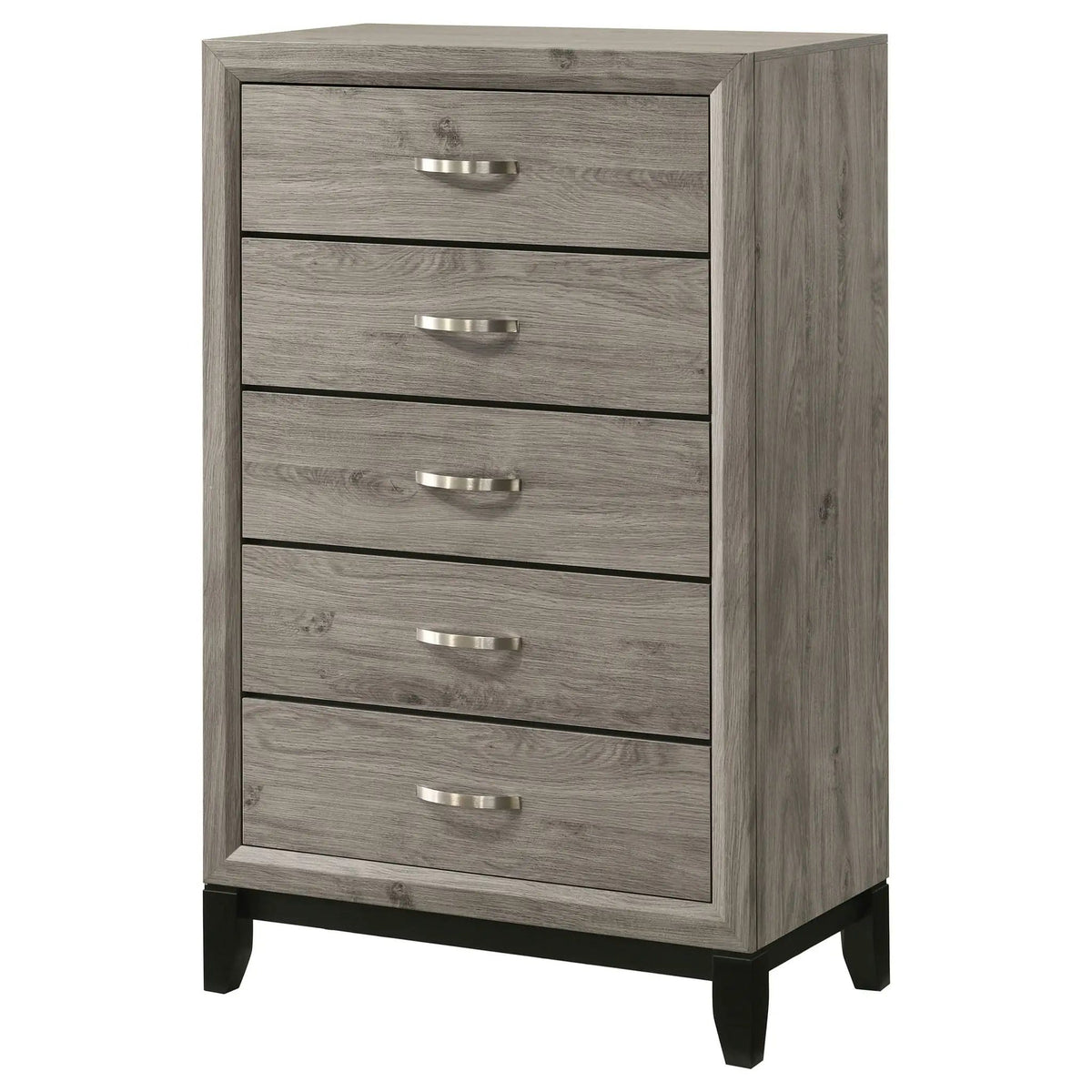 Valen 5-drawer Bedroom Chest of Drawers Light | 31.25 x 16.25 x 50.5 in | Rubberwood & Engineered Wood | Taupe