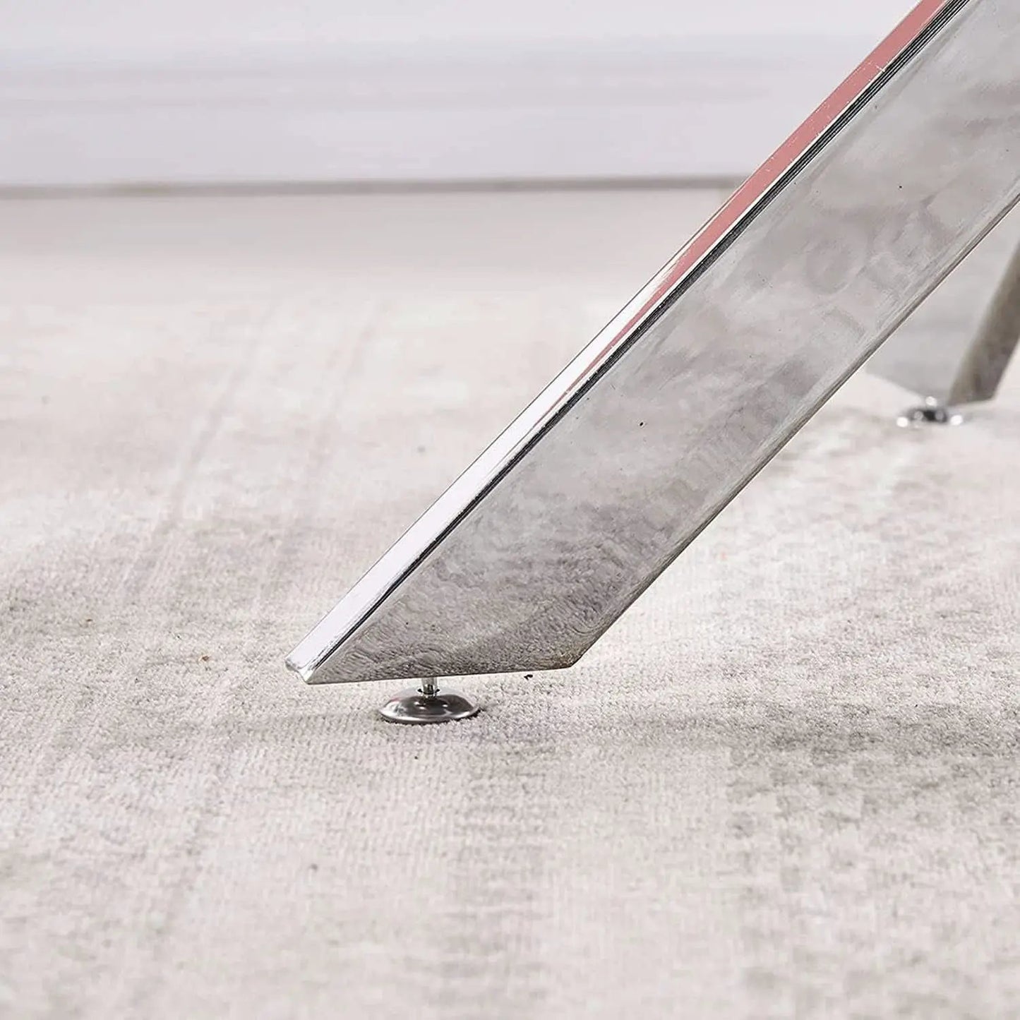 Tempered Glass Dining Table With Chromed Legs 47In White Silver from PriceLows™
