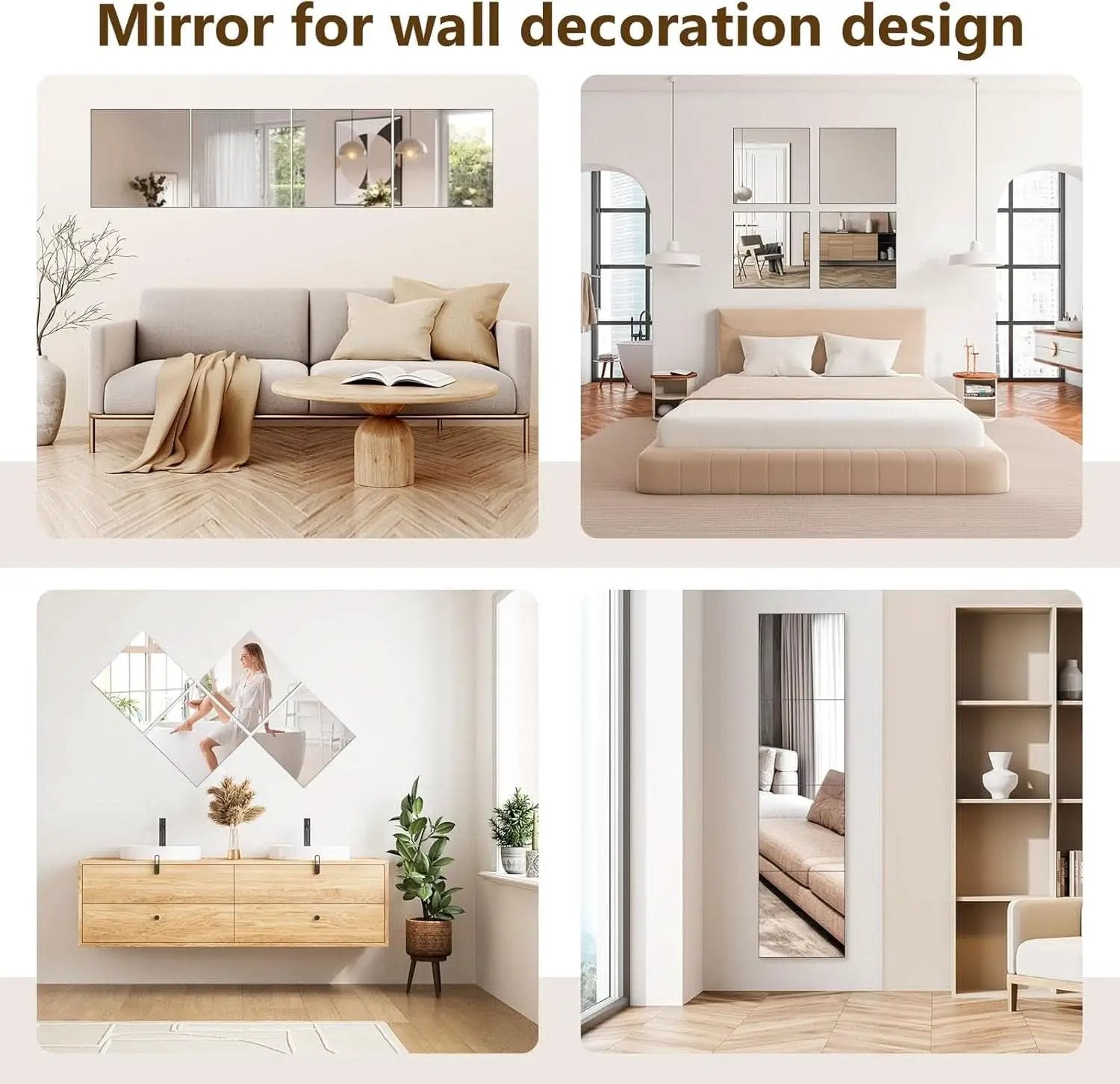 Set Of 4 12x12 Inch Acrylic Mirror Tiles For Wall Decor from PriceLows™