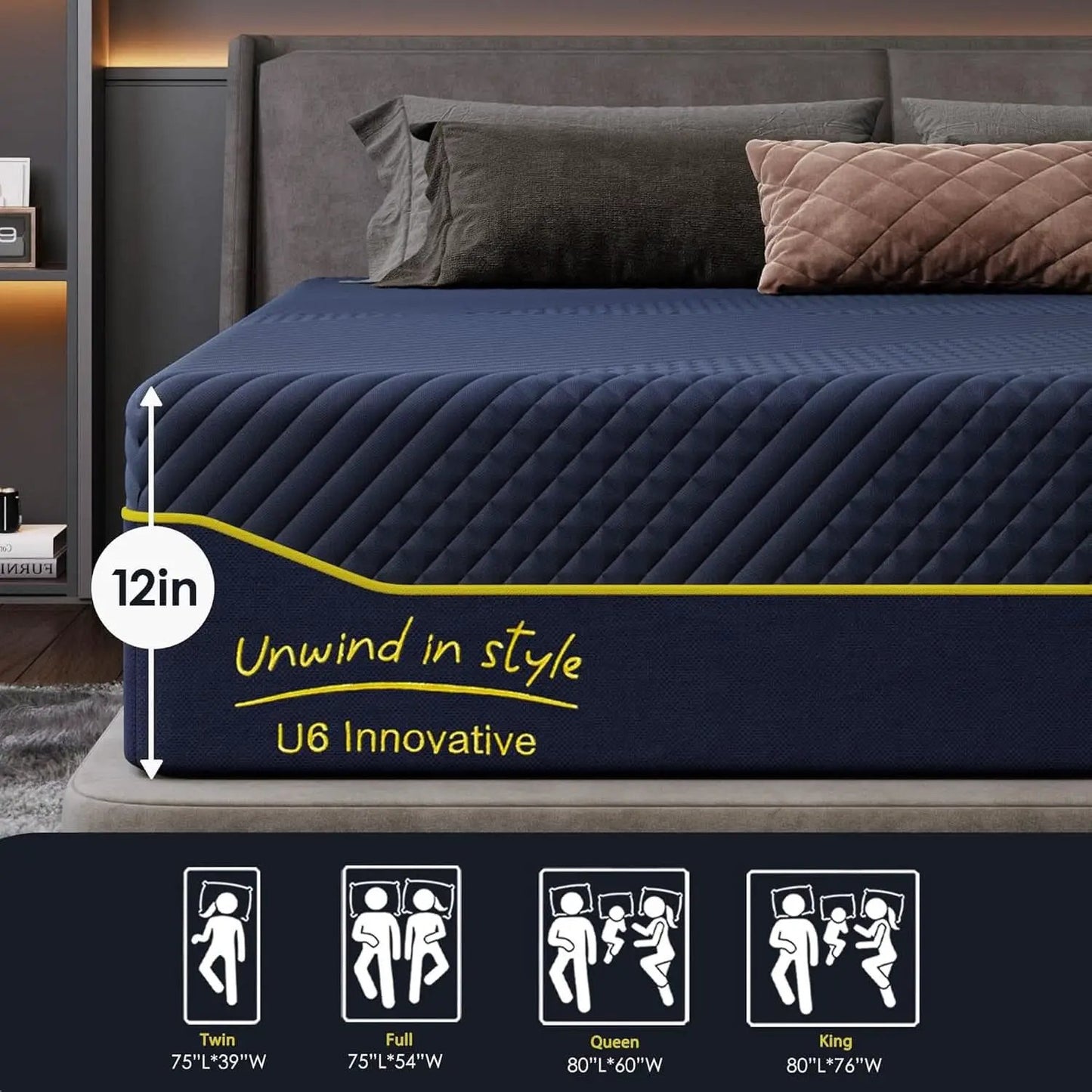 Queen 12Inch Cooling Gel Memory Foam Mattress CertipurUS from PriceLows™