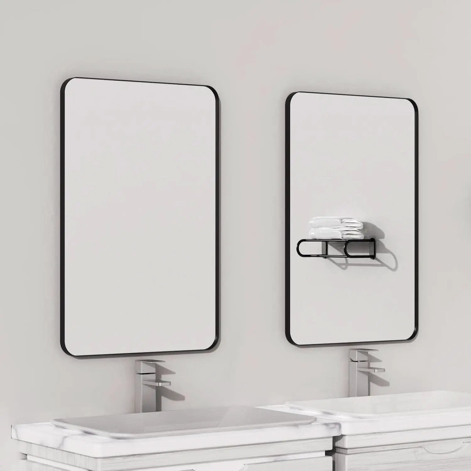 Black 18x26 Inch Bathroom Mirror Over Vanity Wall Mount from PriceLows™