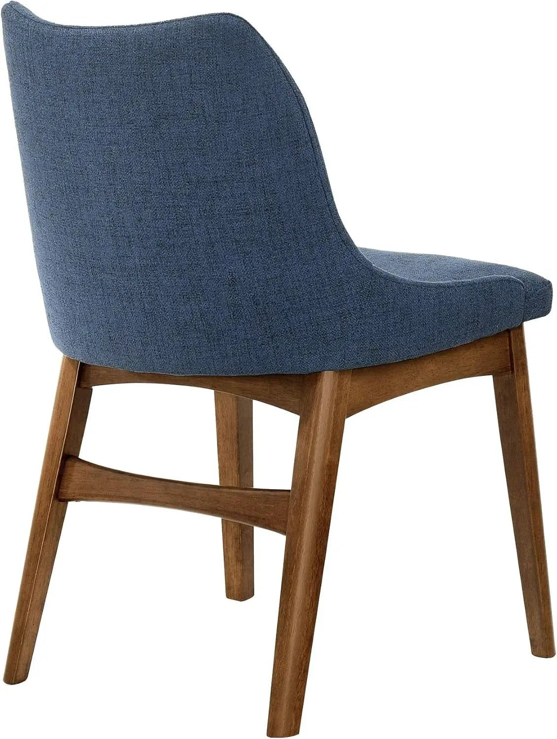 Azalea Blue Fabric and Walnut Wood Dining Chairs Set of 2 from PriceLows™