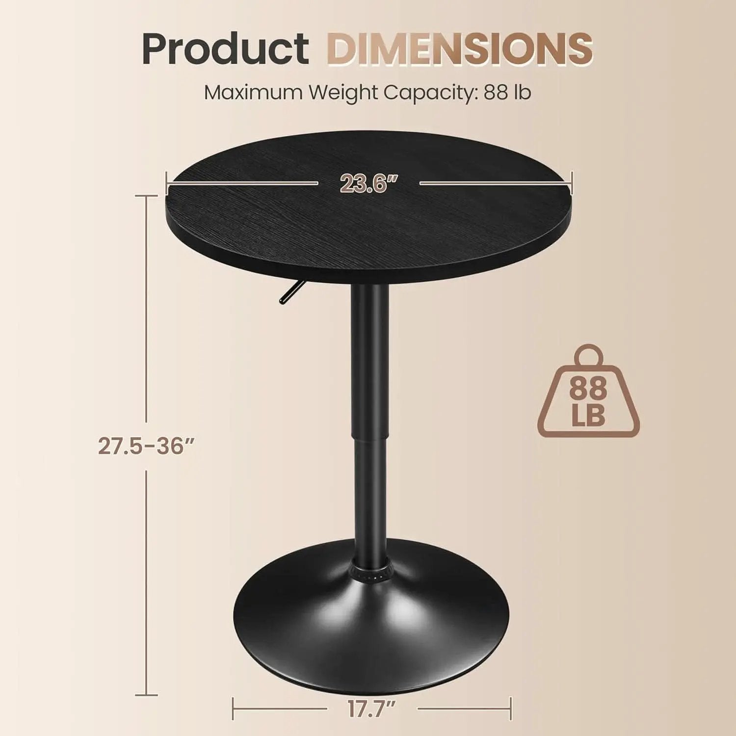 Black Circular Bar Table Featuring Adjustable Height from PriceLows™