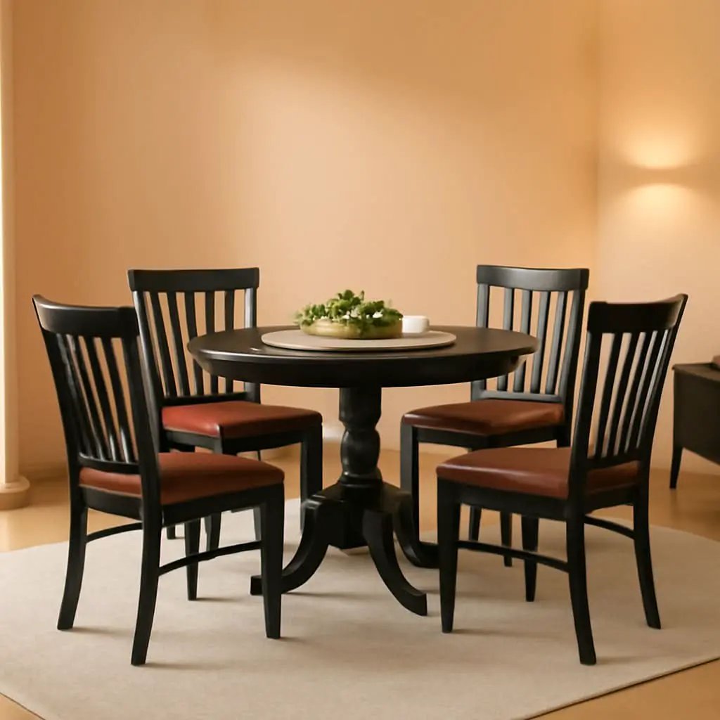 5-Piece Drop Leaf Dining Table Set Black Faux Leather from PriceLows™