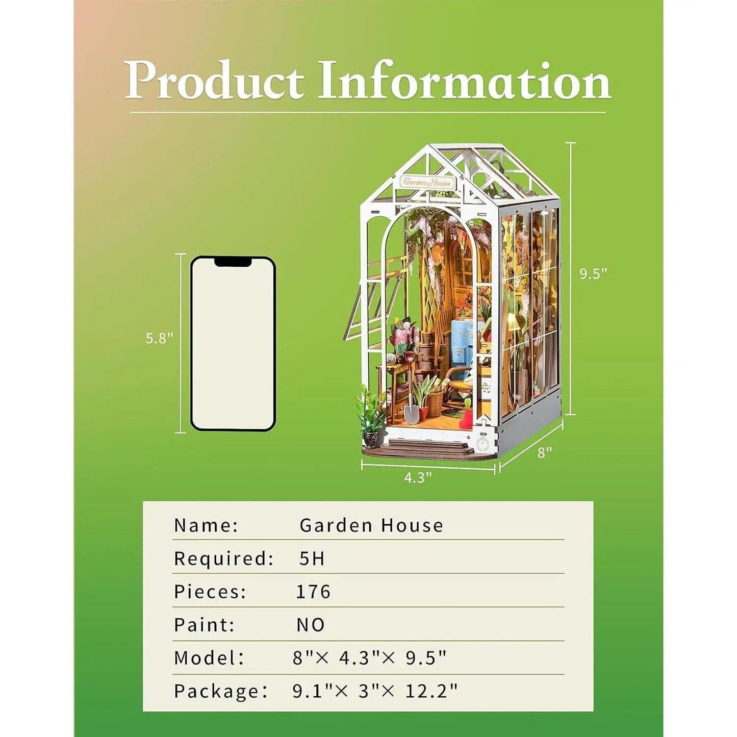 DIY Garden House Book Nook Kit With LED Lights Bookshelf from PriceLows™