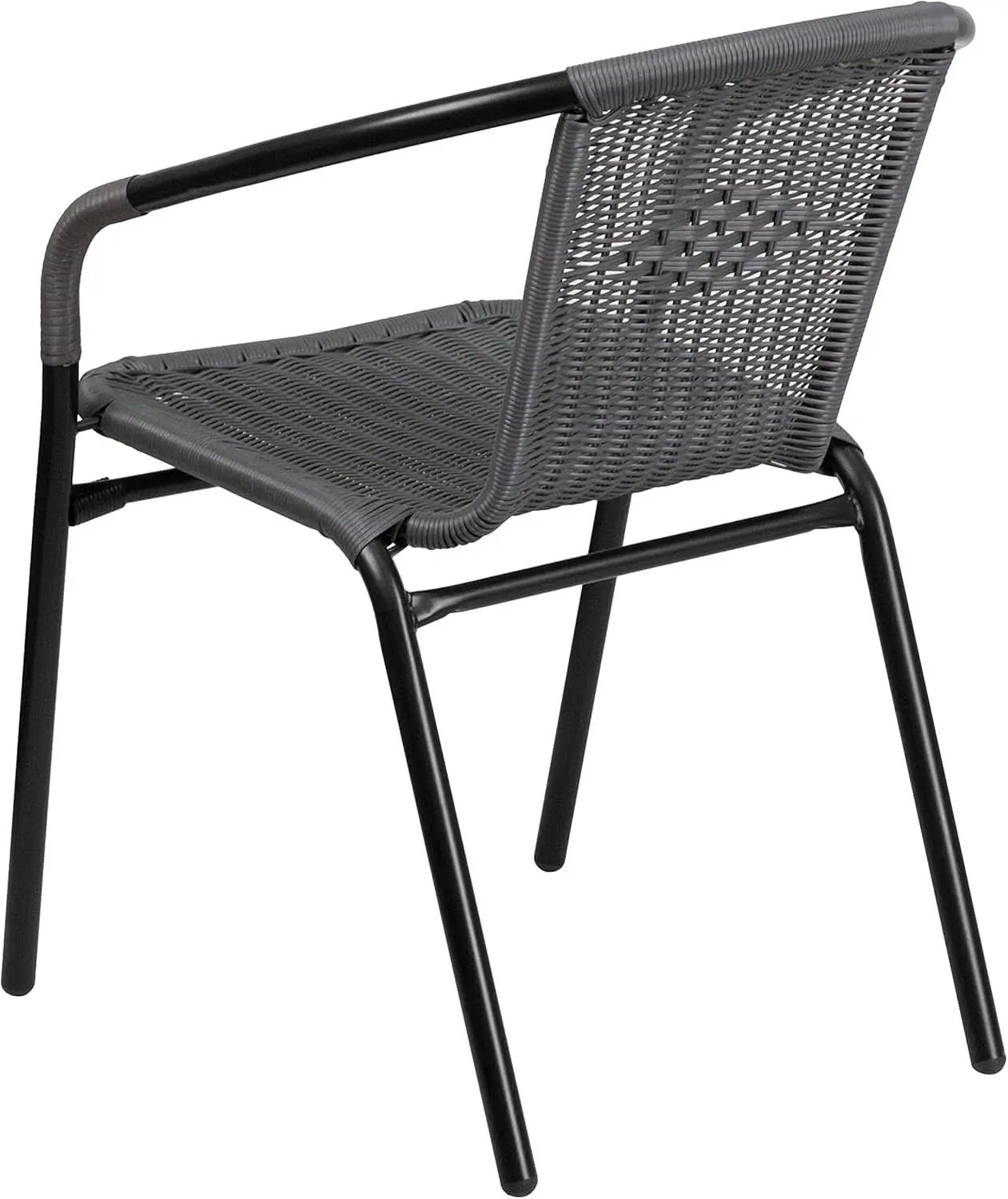 3-Piece Patio Dining Set With Round Glass Table And Stackable Rattan Chairs Gray from PriceLows™