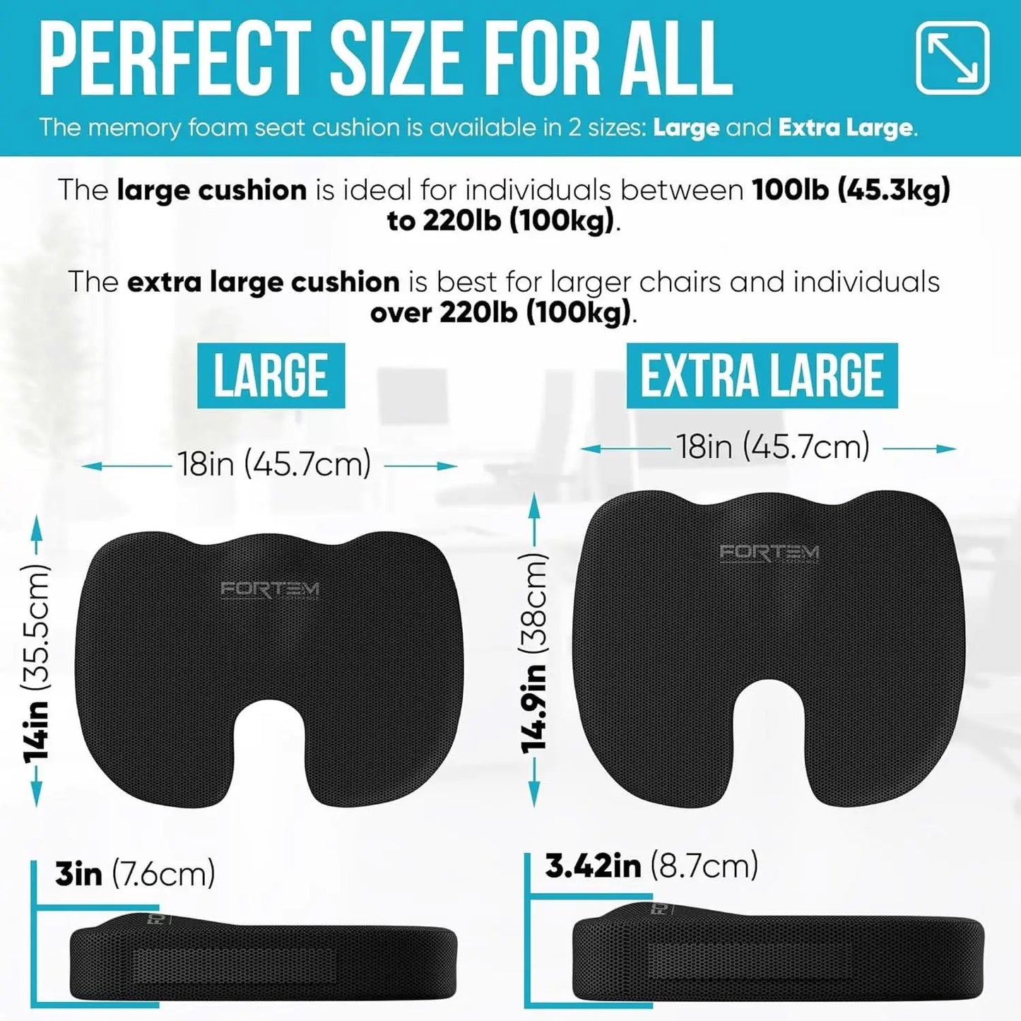 XL Memory Foam Office Chair Cushion With Lumbar Support from PriceLows™