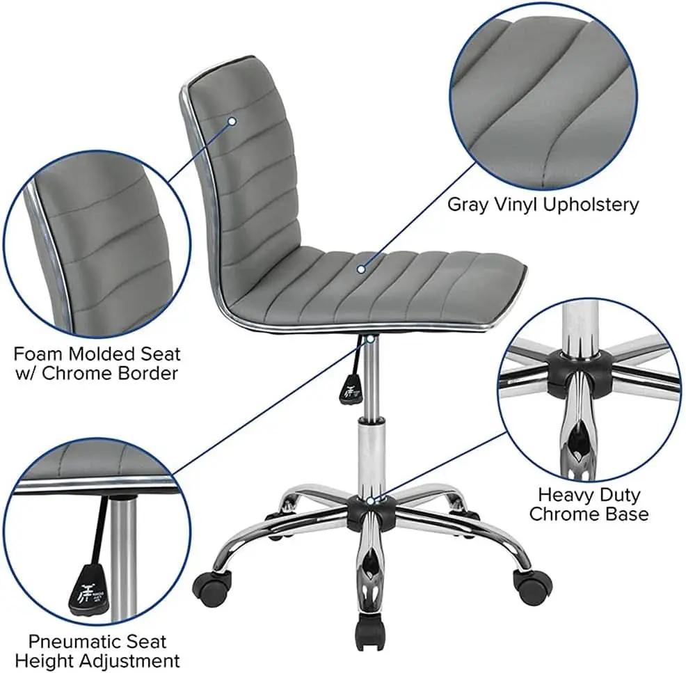 Alan Low Back Light Gray Ribbed Swivel Office Chair from PriceLows™