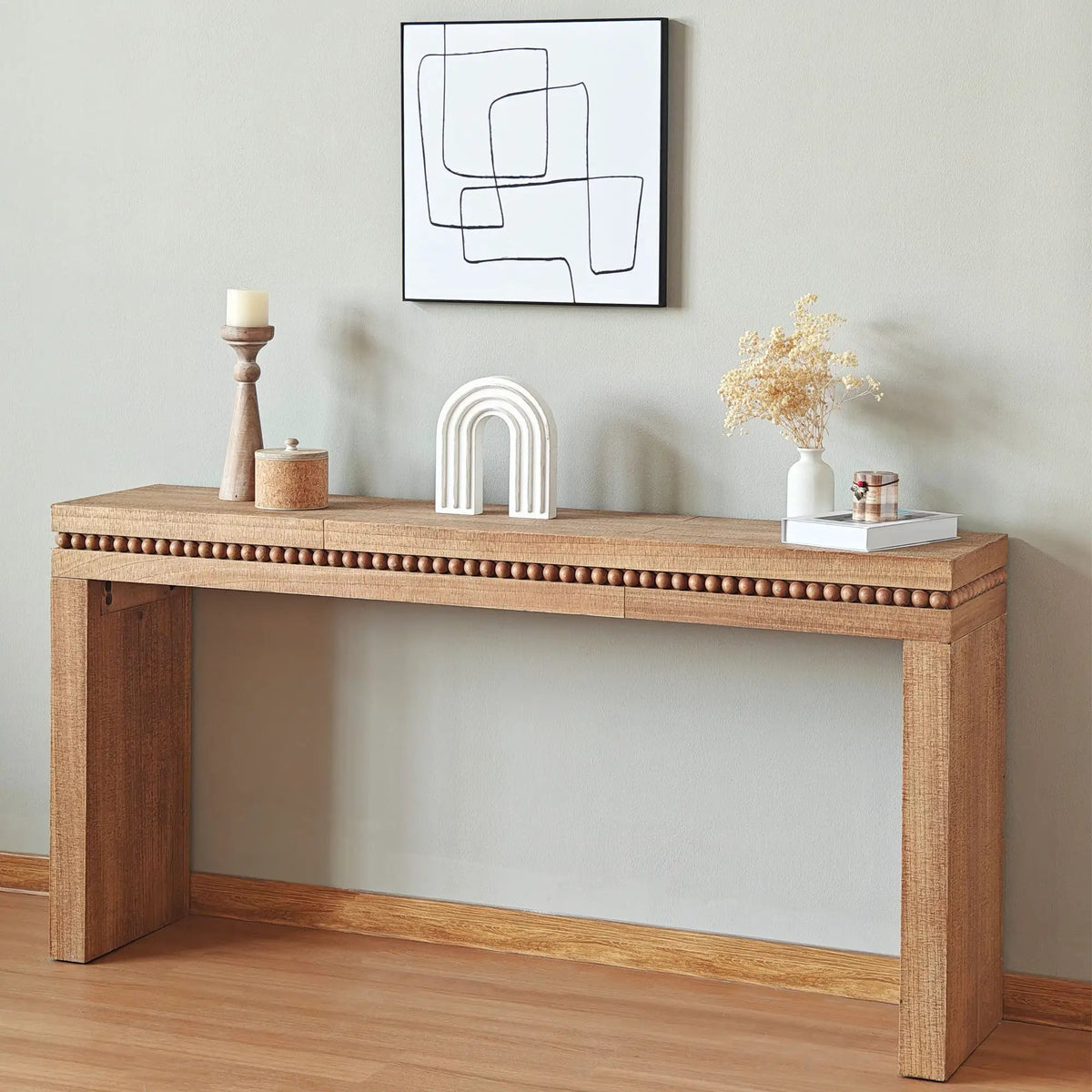 Rustic Wood Console Table | 64 Inch Width | Floating Top Design | Engineered Wood