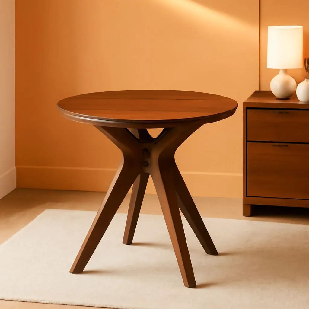 Traditional Round Dining Table Seats 4 Brown Finish from PriceLows™