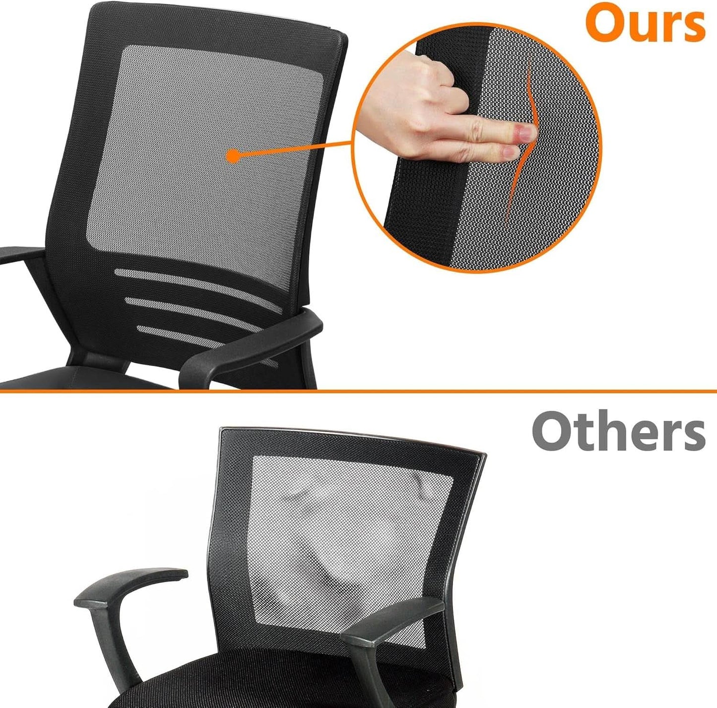 Ergonomic Office Chair Leather Seat Mesh Back Black With Lumbar Support from PriceLows™