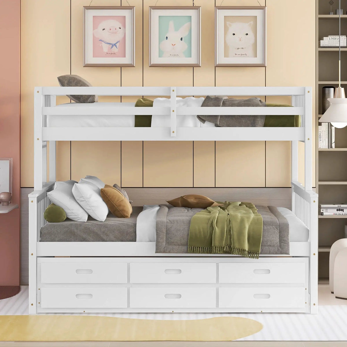Bunk Bed | Twin Size | Rolling Trundle | Storage Drawers