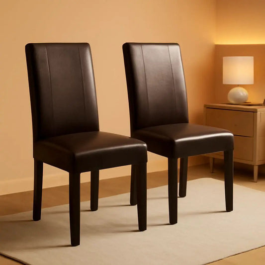 Parson Chair Set of 2 Leatherette Padded Solid Wood from PriceLows™