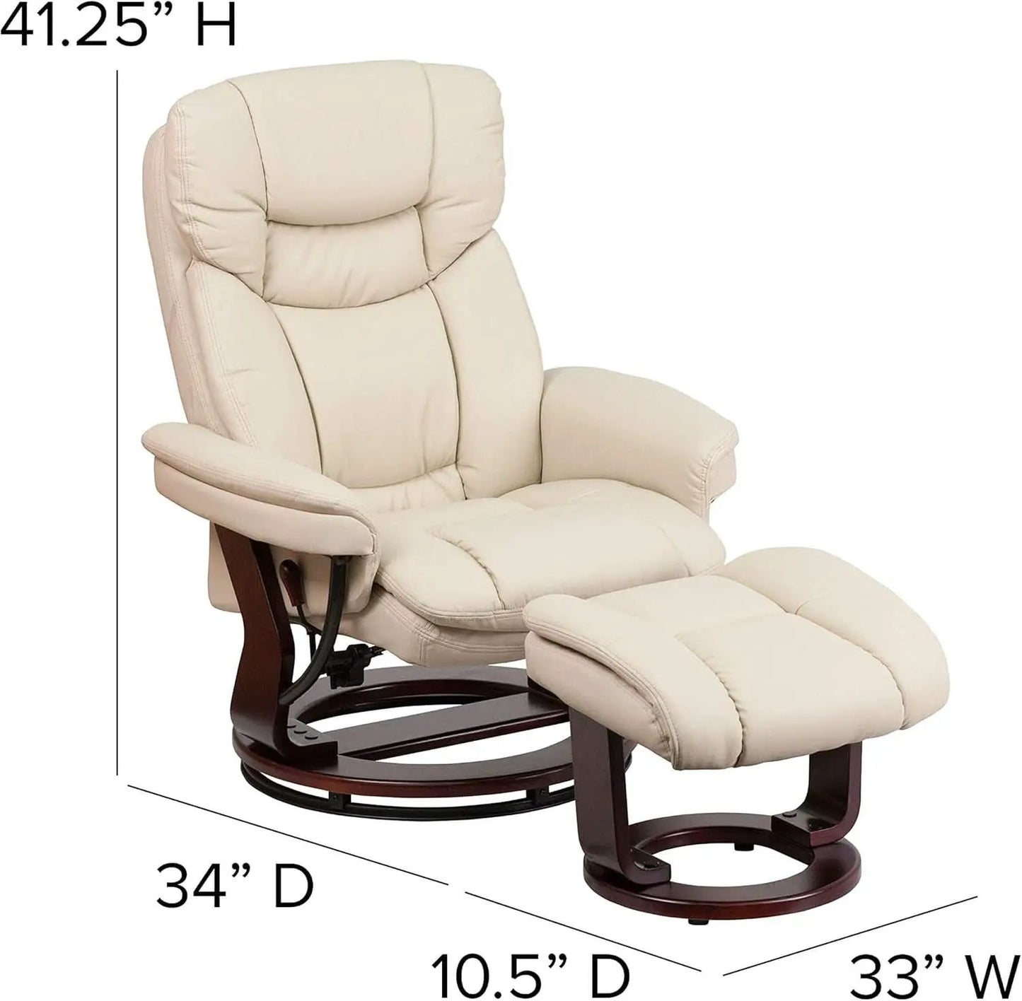 Beige Leathersoft Upholstered Recliner With Ottoman from PriceLows™