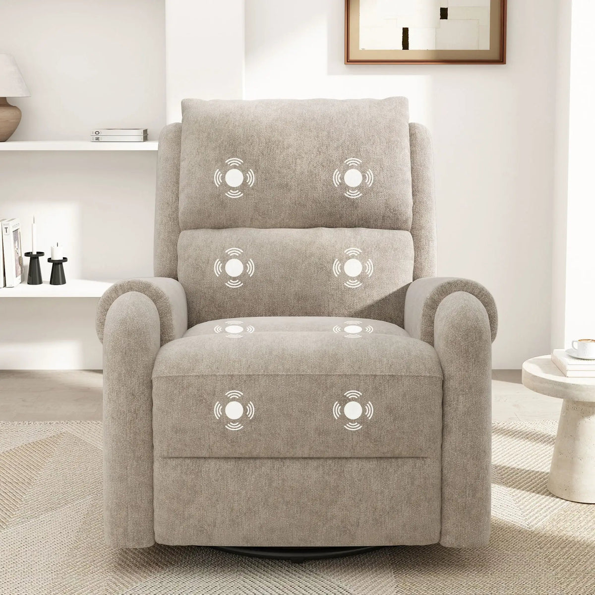 Manual Massage Recliner | Swivel Rocker | 8 Massage Modes | Side Storage Pocket