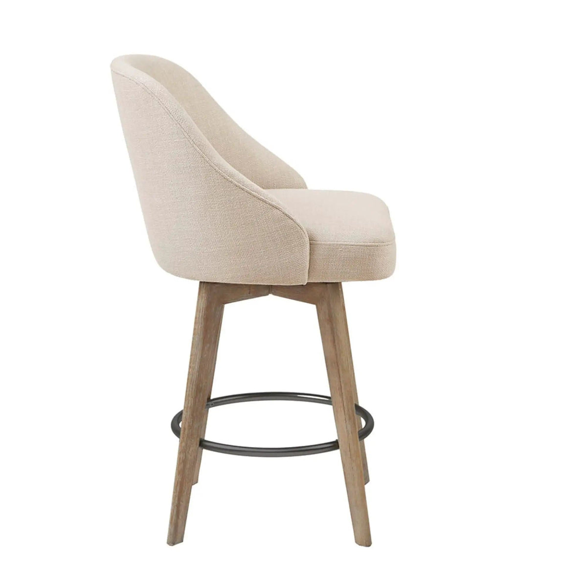 Counter Stool With Swivel Seat Counter Height (24"-27") | 2 Pieces | Solid Wood & Fabric | Home