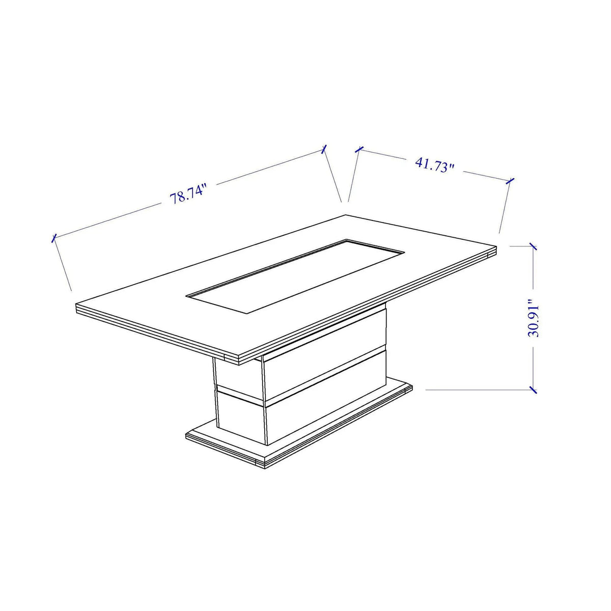 Ariya Dining Table | 79 Inch Width | High Gloss Finish | Glitter Detailing