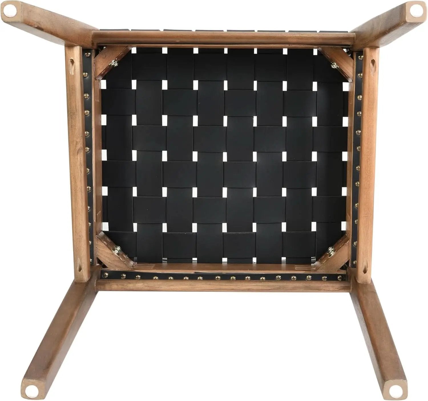Set Of 2 Armless Dining Chairs With Rope Weave PU Leather Walnut Black from PriceLows™