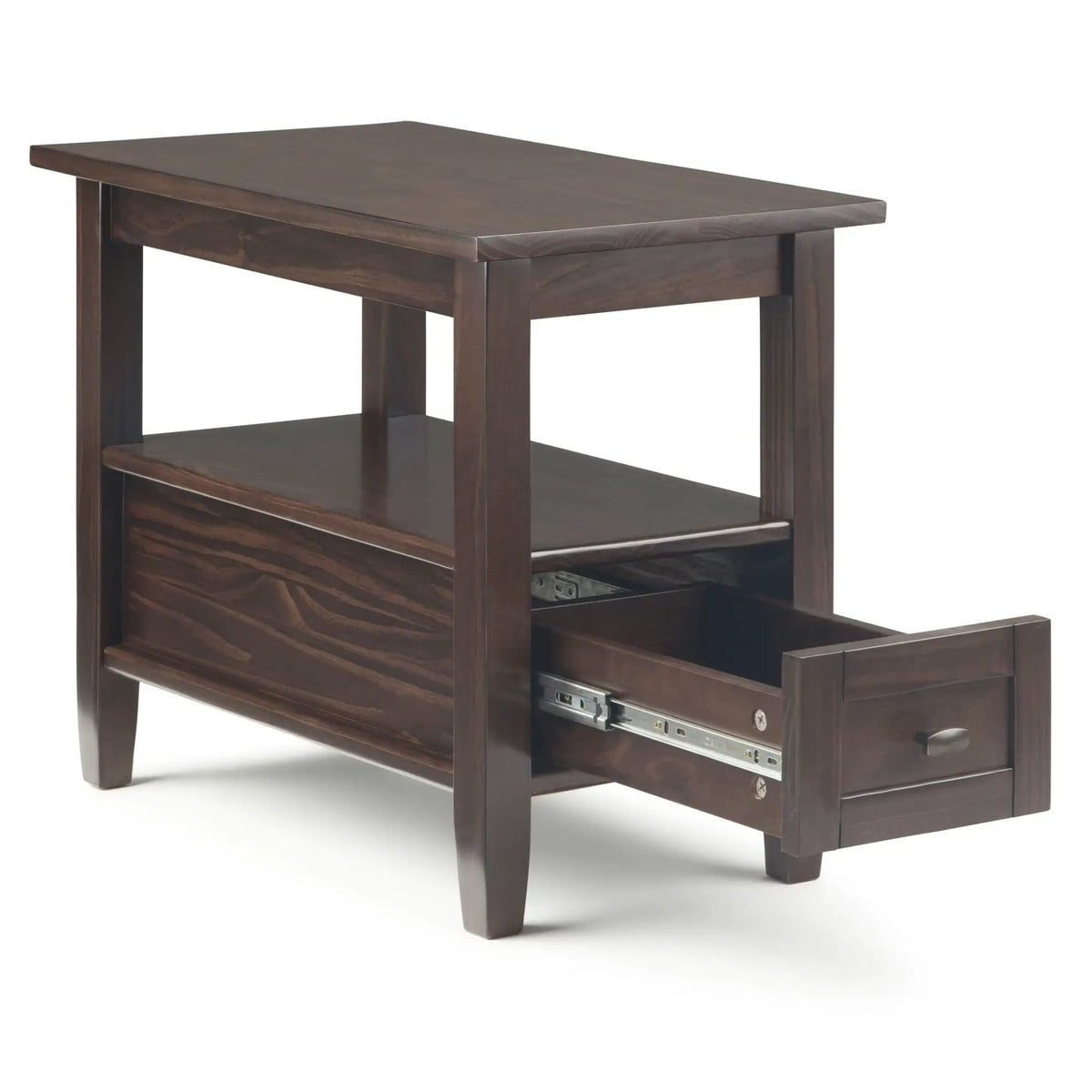 Warm Shaker Solid Wood Table | Bottom Drawer | Open Shelf Storage
