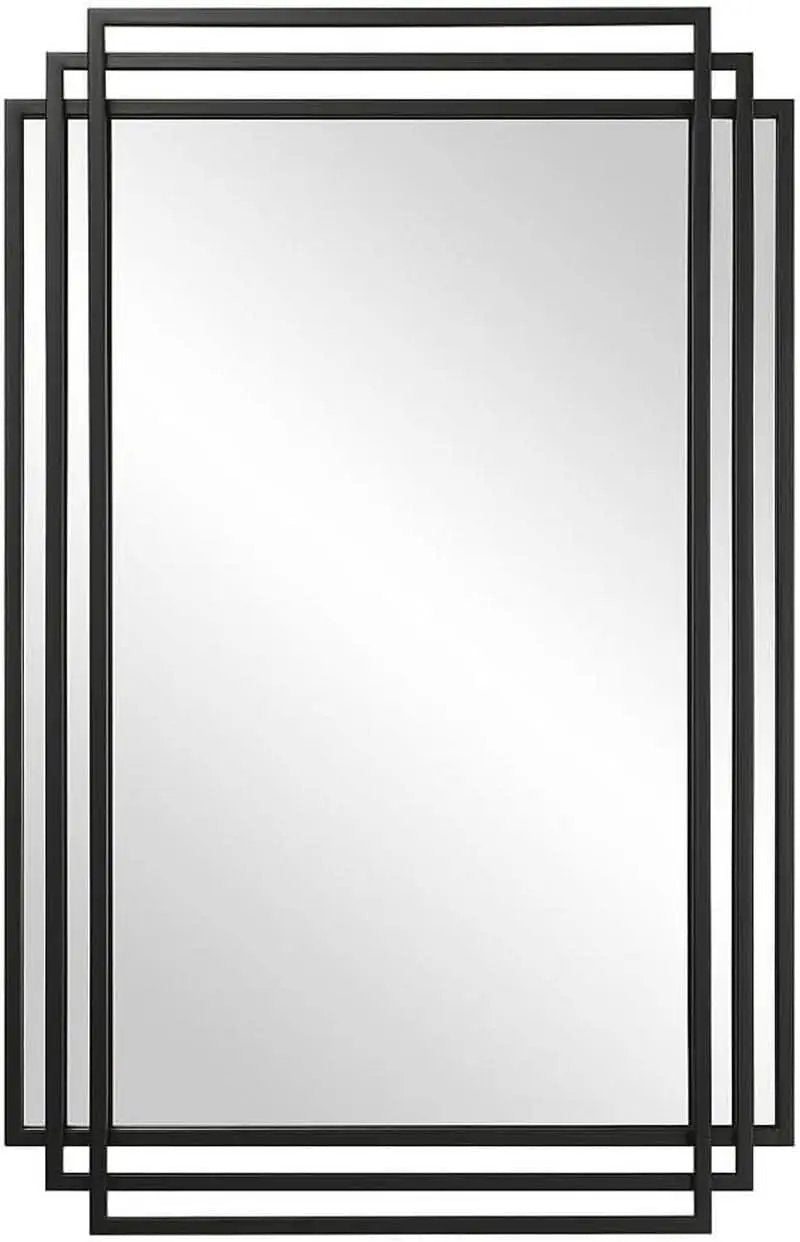 Amherst Matte Black Iron Mirror 36.5 Tall 23.75 Wide from PriceLows™