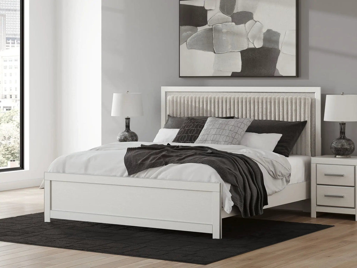 Zuraleus Upholstered Panel Platform Bed With Roll Slats | 4 Pieces | Bedroom Furniture | Bedroom