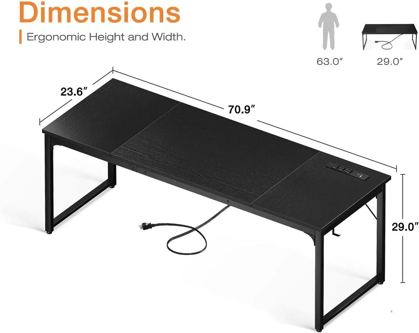 71 Inch Computer Desk With USB Ports For Home Office from PriceLows™