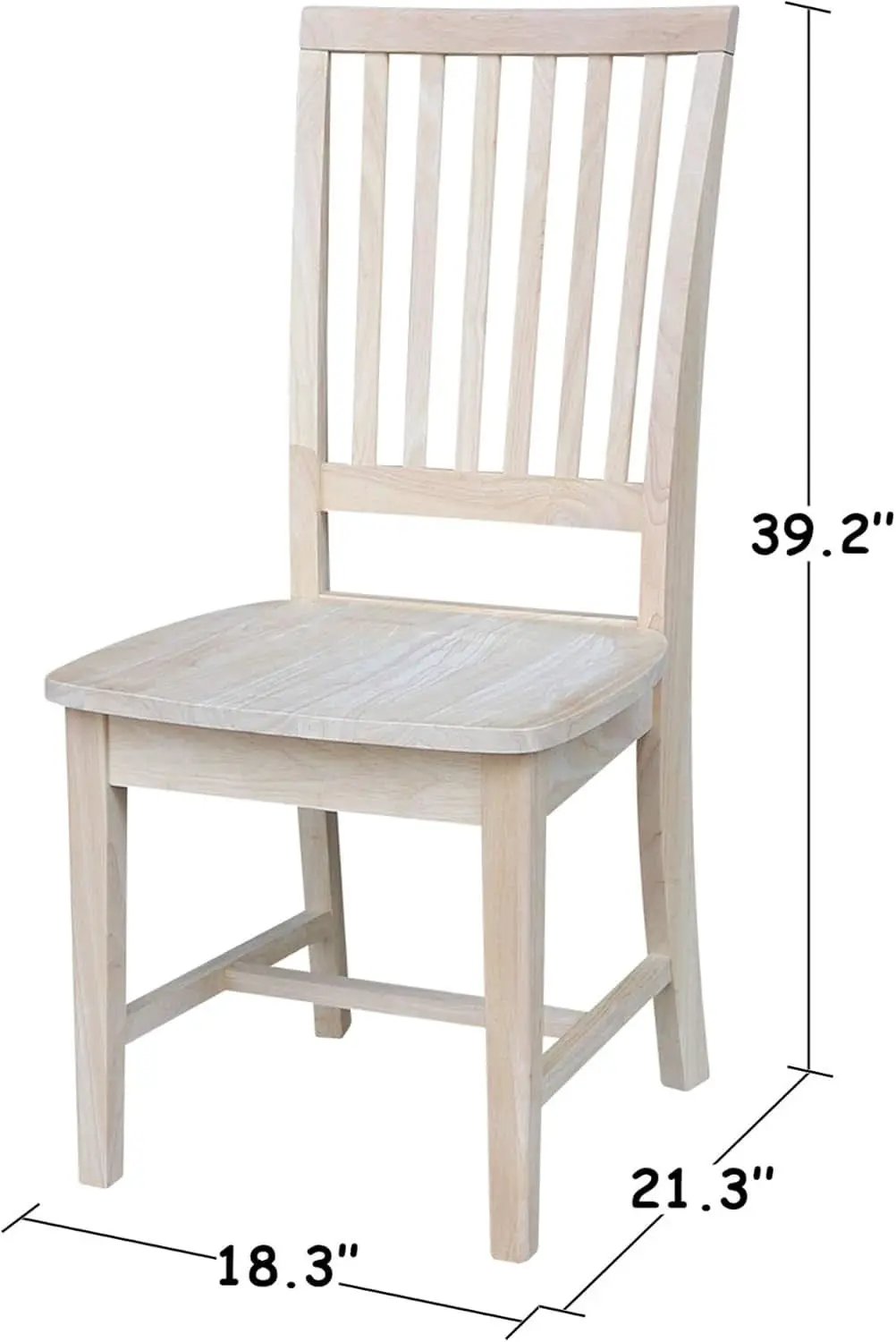 Mission Side Dining Chairs Set Of 2 Solid Parawood Unfinished 39.2 Inch Height from PriceLows™