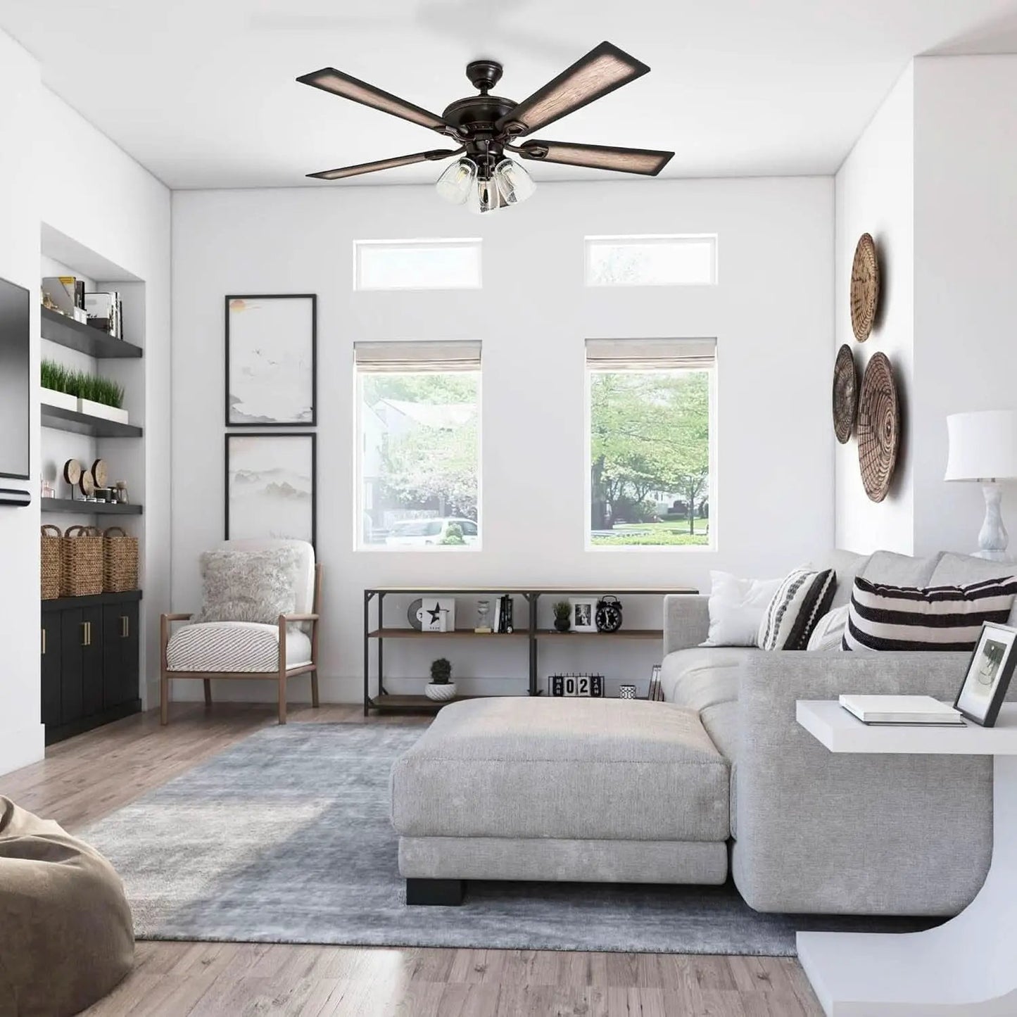 52 Inch Farmhouse LED Ceiling Fan Oil Rubbed Bronze from PriceLows™