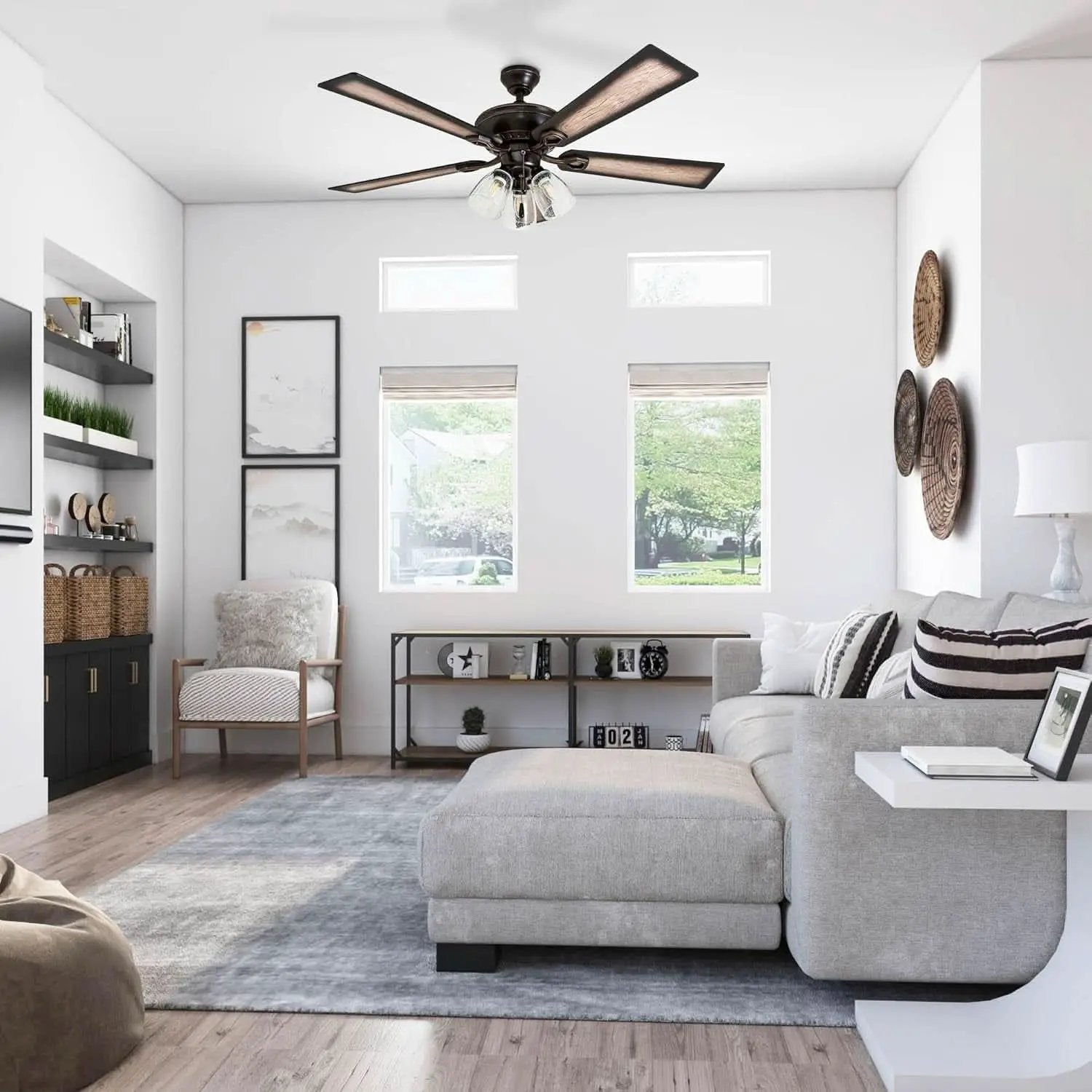 52 Inch Farmhouse LED Ceiling Fan Oil Rubbed Bronze from PriceLows™