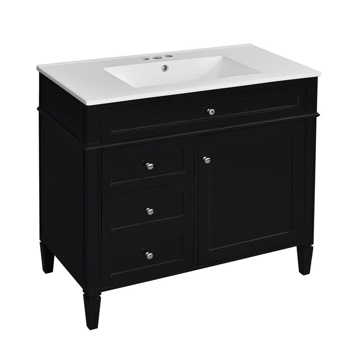 36 Inch Bathroom Vanity With Top Sink | 3 Drawers | Metal Drawer Slides | Ceramic Sink
