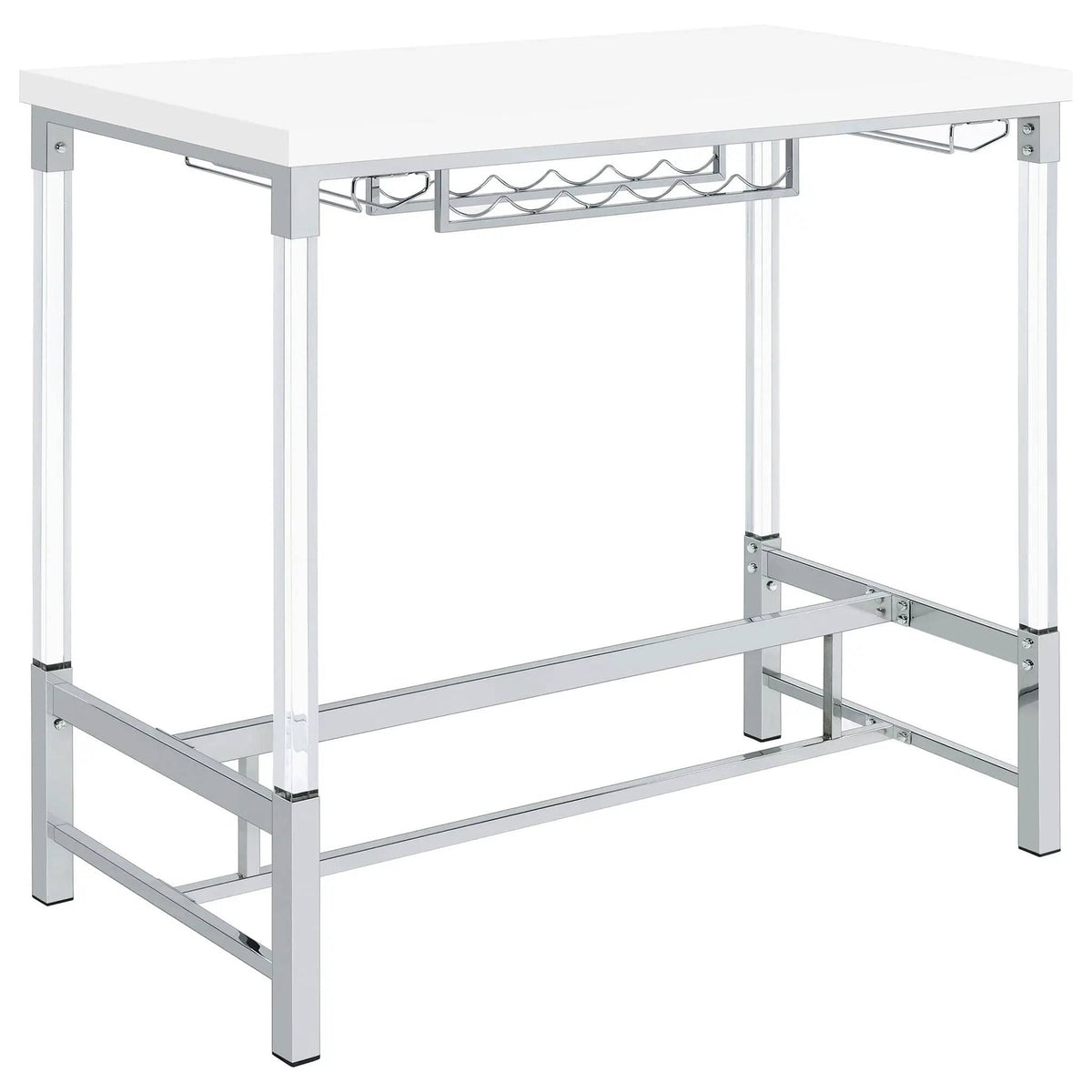 Norcrest 47-inch Acrylic Leg Bar Table White High Gloss | 47.25 x 22.5 x 42.25 in | Acrylic | Home