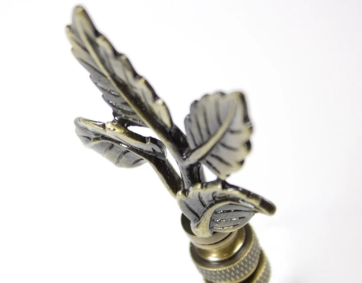 Lamp Finial | Antique Brass | 3 Inch Height | Leaf Design