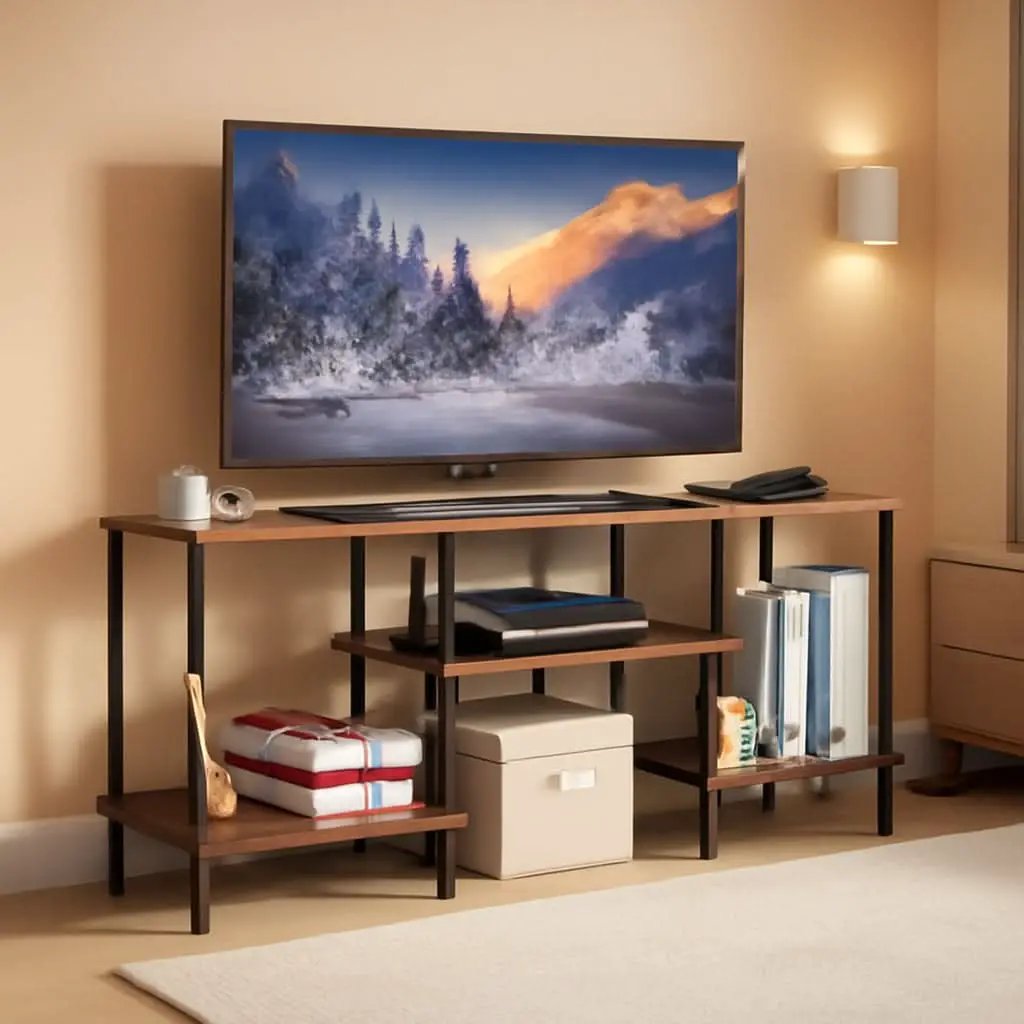 Rustic Brown 50 Inch TV Stand With Power Outlets And Shelf from PriceLows™