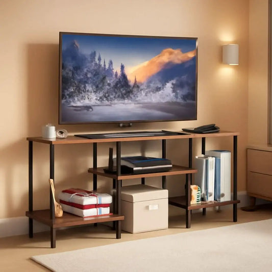 Rustic Brown 50 Inch TV Stand With Power Outlets And Shelf from PriceLows™