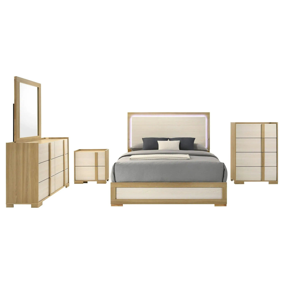 Hyland 5-piece Eastern King Bedroom Set | 5-Piece Set | Engineered Wood & Veneer | Natural
