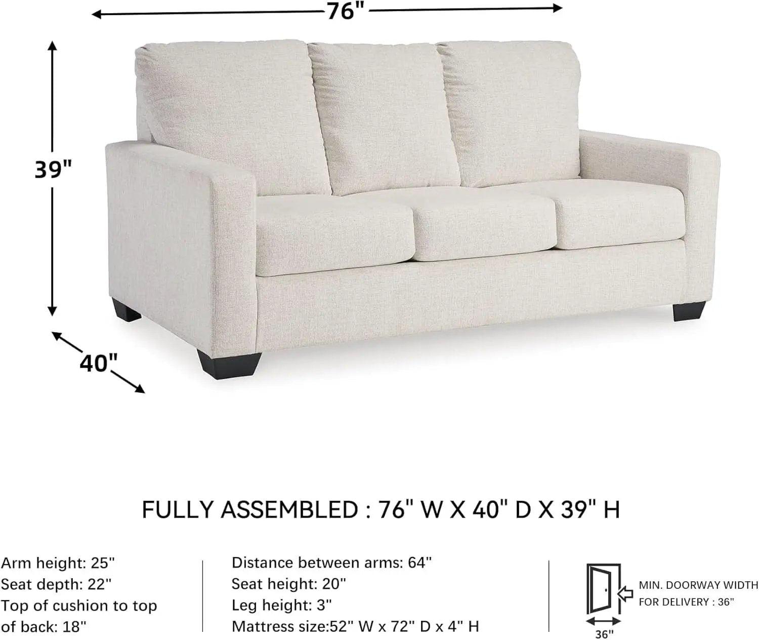 Rannis Coastal Pro 2in1 Sofa Sleeper GelMemoryFoam from PriceLows™
