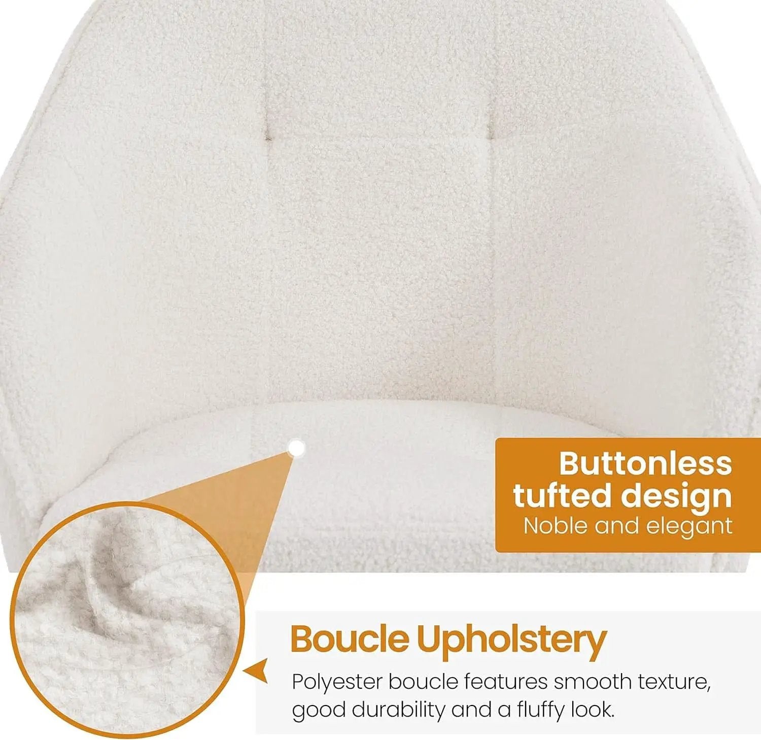 Ivory Upholstered Desk Chair With Adjustable Tilt Angle from PriceLows™