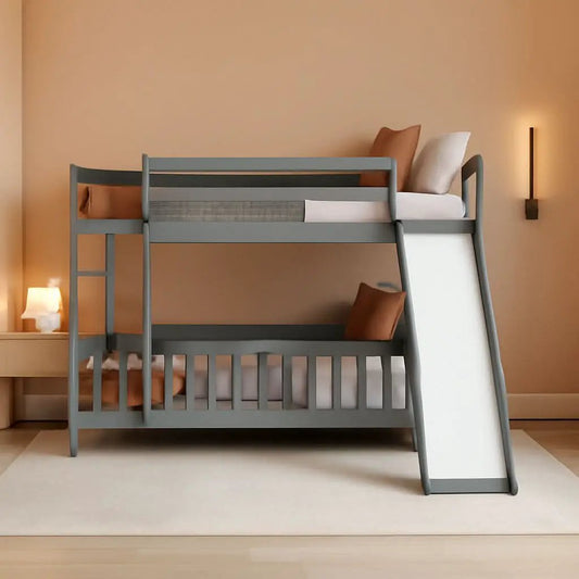 Twin Metal Bunk Bed Frame Black With Convertible Ladder from PriceLows™