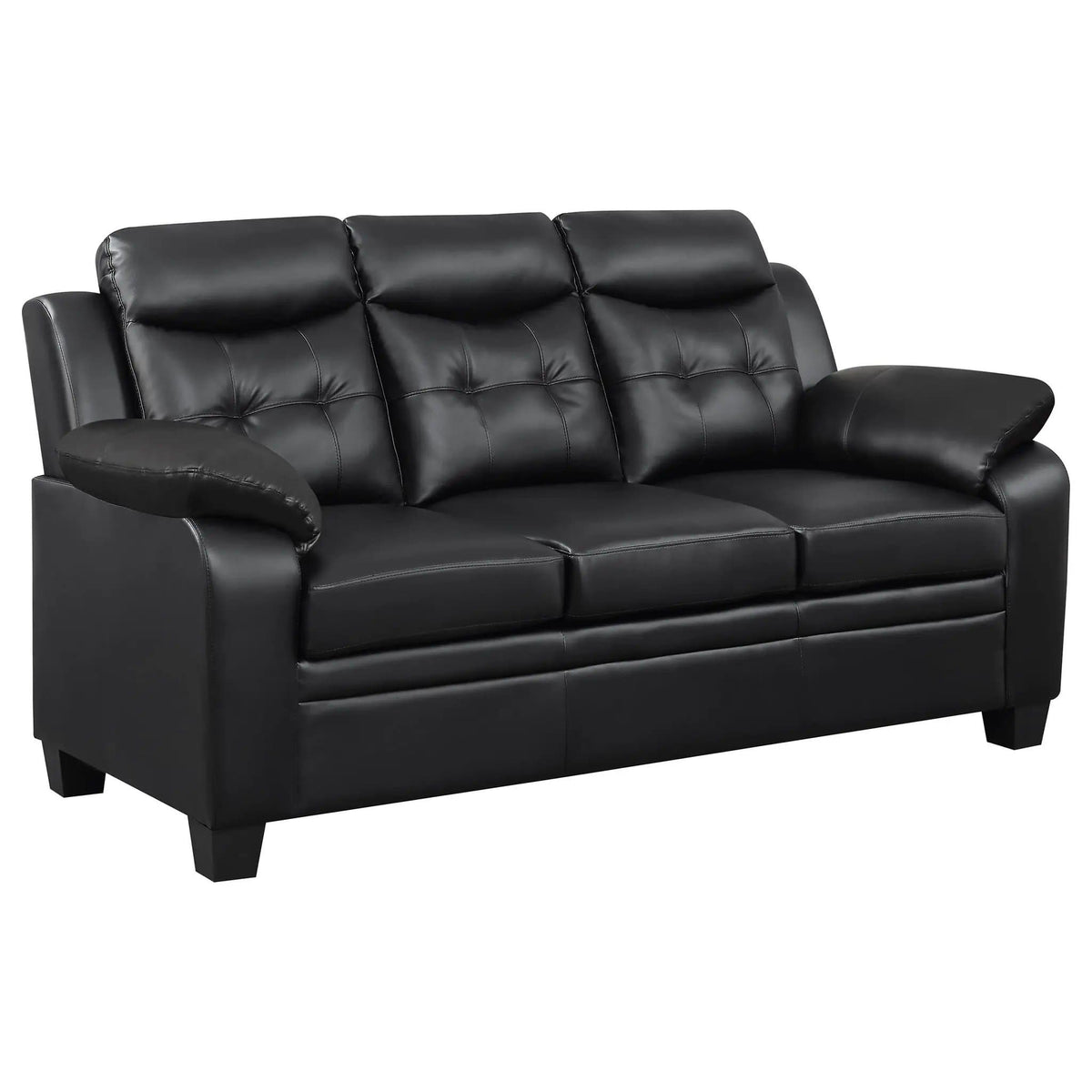 Finley 2-piece Upholstered Padded Arm Tufted Sofa Set | 2-Piece Set | Living Room Furniture | Black